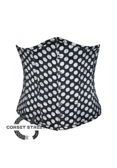 Black & White Polka Dots Satin Waist Cincher Bustier Women Underbust Corset Costume